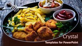  Presentation with nuggets - Colorful PPT theme enhanced with fried-breaded-chicken-nuggets backdrop and a wine colored foreground