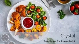  Presentation with nuggets - Slides featuring fried-breaded-chicken-nuggets background and a light blue colored foreground