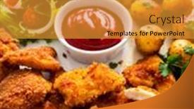  Presentation with nuggets - PPT theme having fried-breaded-chicken-nuggets background and a gold colored foreground