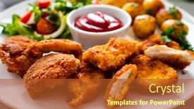  Presentation with nuggets - Beautiful presentation featuring fried-breaded-chicken-nuggets backdrop and a red colored foreground