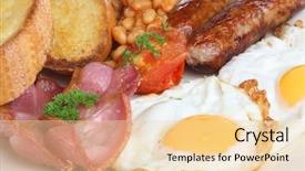  Presentation with sausages - Presentation theme featuring fried breakfast with bacon sausages background and a lemonade colored foreground