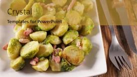  Presentation with brussels - Cool new slide deck with fried-brussels-sprouts-with-bacon backdrop and a gold colored foreground