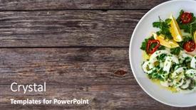  Presentation with lemon - Presentation design featuring fried-calamari-rings-with-lemon background and a gray colored foreground