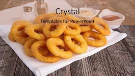  Presentation with fried foods - PPT theme consisting of fried calamari background and a coral colored foreground