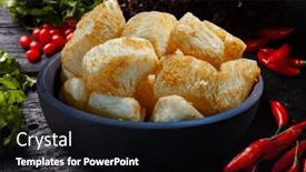  Presentation with cassava - Slides consisting of fried-cassava-yuca-brazilian-food background and a black colored foreground