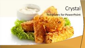  Presentation with junk food - PPT theme featuring fried cheese sticks with tartar background and a blonde colored foreground