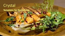  Presentation with minimal - Slide set featuring fried-cheese-with-sauce background and a tawny brown colored foreground