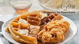  Presentation with waffles - Slide set featuring fried-chicken-and-waffles-breakfast background and a coral colored foreground