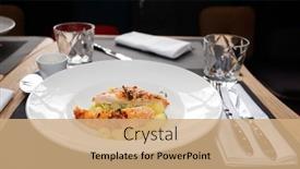  Presentation with breast - Beautiful slide set featuring fried chicken breast with baby potatoes on plate backdrop and a coral colored foreground