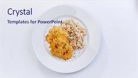  Presentation with fried chicken - Slide deck having fried chicken breast with barley background and a sky blue colored foreground