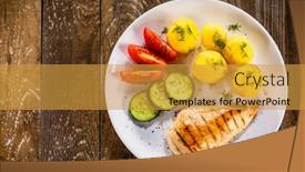  Presentation with fried chicken - Amazing slide set having fried-chicken-breast-with-boiled backdrop and a gold colored foreground