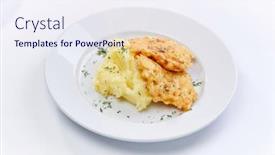  Presentation with fried chicken - PPT layouts with fried-chicken-breast-with-mashed background and a sky blue colored foreground
