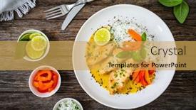  Presentation with chicken curry - Presentation theme consisting of fried-chicken-breasts-in-curry background and a yellow colored foreground