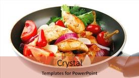  Presentation with fried chicken - Presentation design having chicken brisket slices on teflon background and a red colored foreground