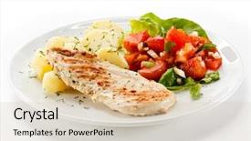  Presentation with chicken little chicks - Presentation theme consisting of fried chicken fillet boiled potatoes background and a lemonade colored foreground