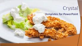  Presentation with dip - PPT theme consisting of fried-chicken-in-cornflakes background and a sky blue colored foreground