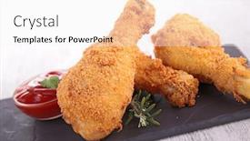  Presentation with fried chicken - Amazing slide deck having fried chicken leg backdrop and a white colored foreground