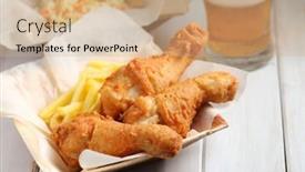  Presentation with chicken - Presentation theme enhanced with fried-chicken-legs-with-french background and a coral colored foreground