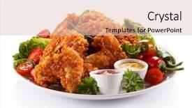  Presentation with hydroponics vegetables hydroponic vegetable - Presentation design consisting of fried chicken nuggets and vegetables background and a  colored foreground