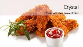  Presentation with nuggets - Audience pleasing presentation theme consisting of fried chicken nuggets and vegetables backdrop and a lemonade colored foreground