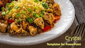  Presentation with nuggets - Presentation theme having fried-chicken-nuggets-bulgur-groats background and a  colored foreground