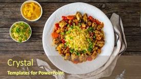  Presentation with nuggets - PPT theme enhanced with fried-chicken-nuggets-bulgur-groats background and a coral colored foreground