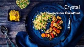  Presentation with nuggets - Slide set enhanced with fried-chicken-nuggets-bulgur-groats background and a  colored foreground