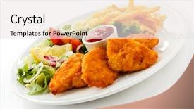  Presentation with chicken little chicks - PPT layouts enhanced with fried chicken nuggets french fries background and a  colored foreground