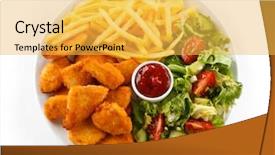  Presentation with nuggets - Presentation having fried chicken nuggets french fries background and a yellow colored foreground
