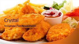  Presentation with nuggets - Beautiful presentation design featuring fried chicken nuggets french fries backdrop and a gold colored foreground