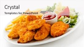  Presentation with nuggets - Presentation theme enhanced with fried chicken nuggets french fries background and a  colored foreground