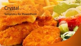  Presentation with nuggets - Amazing PPT layouts having fried chicken nuggets french fries backdrop and a gold colored foreground