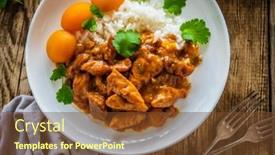  Presentation with fried chicken - Presentation theme having fried-chicken-nuggets-in-peach background and a tawny brown colored foreground