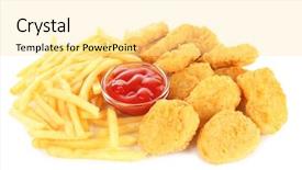  Presentation with nuggets - PPT theme featuring fried chicken nuggets with french background and a blonde colored foreground
