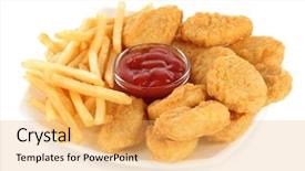  Presentation with nuggets - Amazing slide set having fried chicken nuggets with french backdrop and a yellow colored foreground