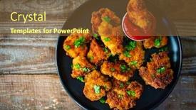  Presentation with nuggets - Beautiful presentation theme featuring fried-chicken-nuggets-with-ketchup backdrop and a tawny brown colored foreground