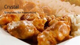  Presentation with fried chicken - Presentation consisting of fried chicken nuggets with rice background and a  colored foreground