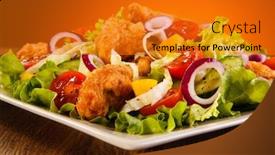  Presentation with nuggets - Slide set consisting of fried-chicken-nuggets-with-vegetable background and a gold colored foreground