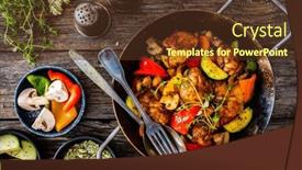  Presentation with nuggets - Presentation design having fried-chicken-nuggets-with-vegetables background and a tawny brown colored foreground