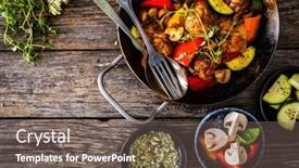  Presentation with nuggets - Slides featuring fried-chicken-nuggets-with-vegetables background and a gray colored foreground