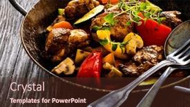  Presentation with nuggets - Presentation theme enhanced with fried-chicken-nuggets-with-vegetables background and a tawny brown colored foreground