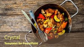  Presentation with nuggets - Slide deck with fried-chicken-nuggets-with-vegetables background and a tawny brown colored foreground