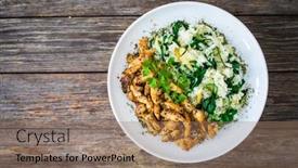  Presentation with fried chicken - PPT theme with fried-chicken-nuggets-with-white background and a coral colored foreground