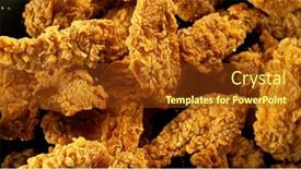  Presentation with realistic - Presentation with fried-chicken-pieces-flying-up background and a tawny brown colored foreground