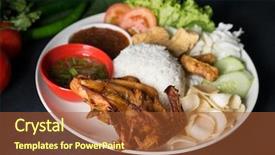  Presentation with malaysian nasi lemak food - PPT theme consisting of fried chicken popular traditional malaysian background and a red colored foreground