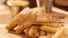  Presentation with chicken - Theme enhanced with fried chicken strips with french background and a gold colored foreground