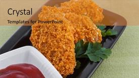  Presentation with fried chicken - Slide deck consisting of fried chicken wings closeup background and a gold colored foreground