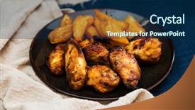  Presentation with chicken little chicks - Cool new slide deck with fried chicken wings on table backdrop and a navy blue colored foreground