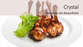  Presentation with fried chicken - PPT layouts with fried chicken wings on white plate isolated background and a lemonade colored foreground