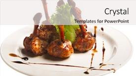  Presentation with fried chicken - Colorful slides enhanced with fried chicken wings on white plate isolated backdrop and a white colored foreground